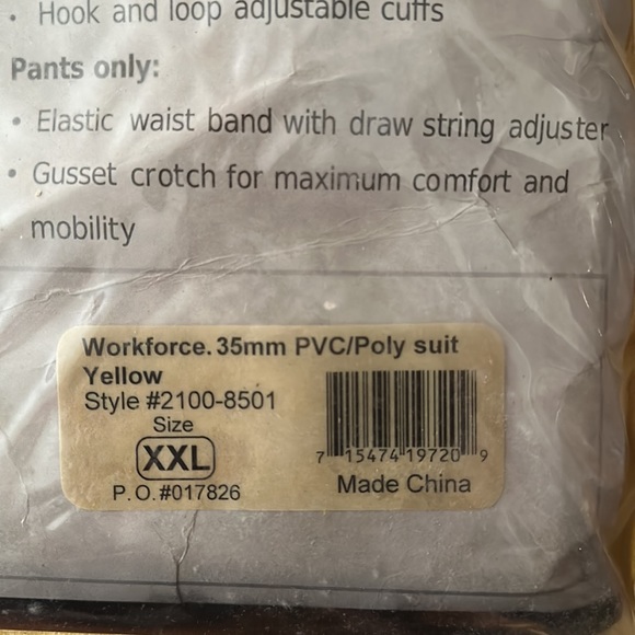 Workforce Lacrosse blue collar by choice pvc/ poly suit yellow xxl - Picture 3 of 5